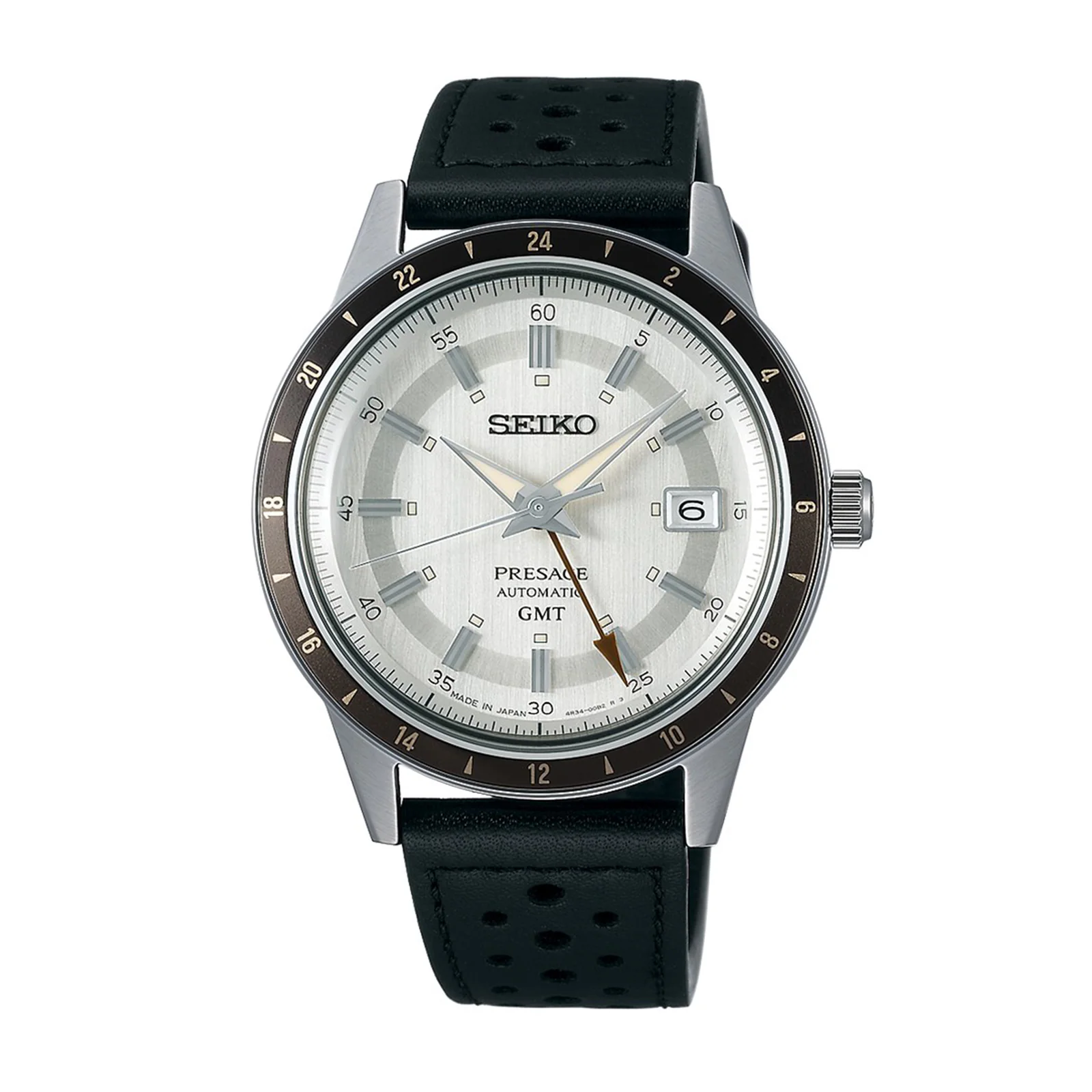 Seiko Presage SSK011J1 'Stone' Style 60s Road Trip Gmt 41mm Mens Watch Cream