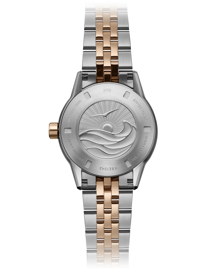 Raymond Weil 2755-S51-97001 Freelancer Diver Rose Gold PVD Two-Tone Bracelet Watch, 36mm Mother-of-Pearl Dial, Stainless Steel with Rose Gold PVD Plating, Two-Tone Bracelet, Indexes