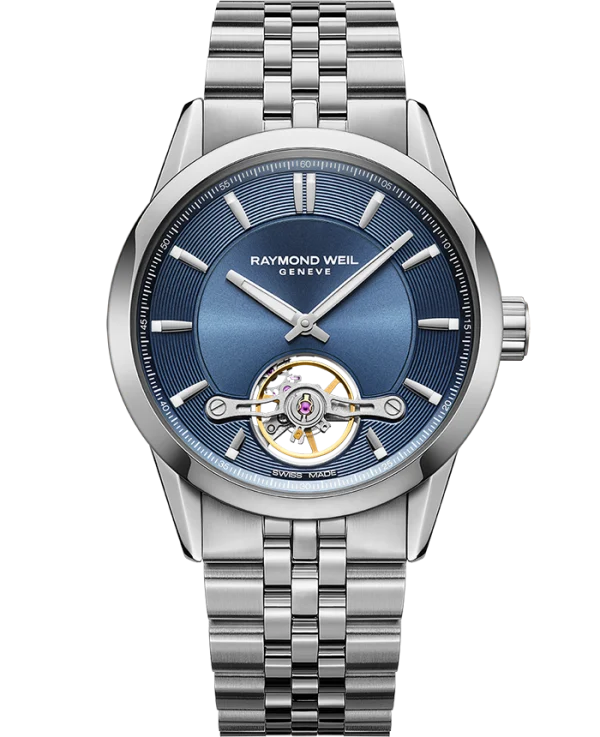 Raymond Weil 2781-st-50051 Freelancer Calibre RW1212 Men's Automatic Blue Steel Watch, 42.5mm Stainless Steel Bracelet, Blue Dial, Visible Balance Wheel