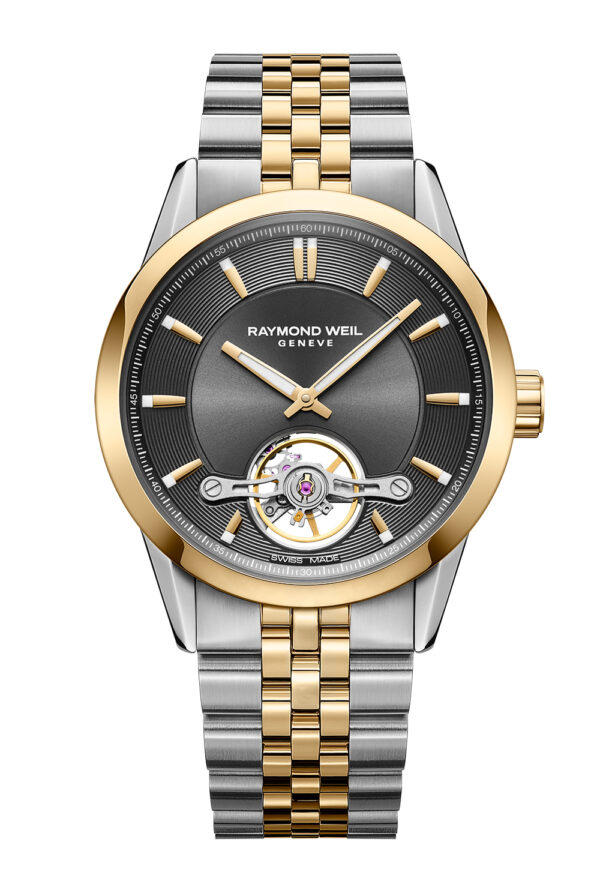 Raymond Weil 2781-stp-60051 Freelancer Men's Automatic Grey Dial Two-Tone Bracelet Watch, 42.5 mm Grey Dial, Stainless Steel with Yellow Gold PVD Plating, Two-Tone Bracelet, Indexes