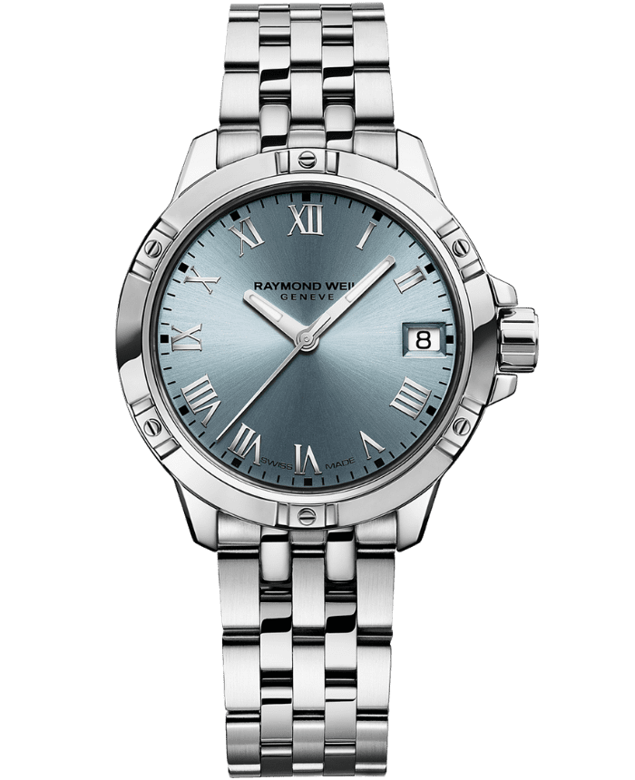 Raymond Weil 5960-ST-00500 Tango Classic Ladies Quartz Blue Dial Steel Date Watch, 30mm Stainless steel bracelet, Blue dial, Roman numerals