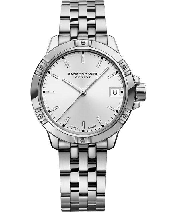 Raymond Weil Watch 5960-ST-30041 Tango Classic Ladies Quartz White Dial Steel Date Watch, 30mm Stainless Steel Bracelet, Sunrayed White Dial, Indexes, Date, Stainless Steel Case