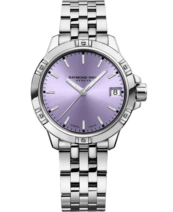 Raymond Weil 5960-ST-46001 Tango Classic Ladies Quartz Lavender Dial Steel Date Watch, 30 mm Stainless Steel Bracelet, Lavender Dial, Indexes, Stainless Steel Case