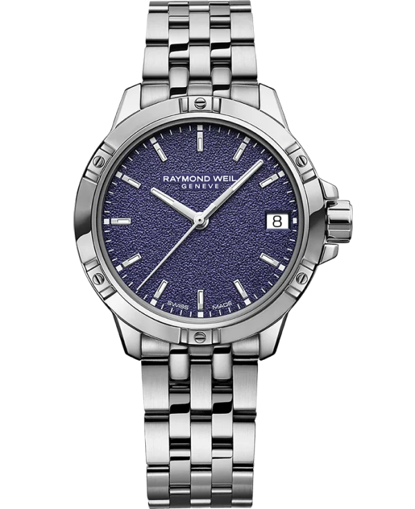 Raymond Weil 5960-ST-50161 Tango Classic Ladies Quartz Aubergine Purple Frosted Dial Steel Date Watch, 30mm Stainless Steel Bracelet, Aubergine Purple Frosted Dial, Indexes, Date, Stainless Steel Case