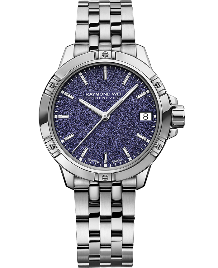 Raymond Weil 5960-ST-50161 Tango Classic Ladies Quartz Aubergine Purple Frosted Dial Steel Date Watch, 30mm Stainless Steel Bracelet, Aubergine Purple Frosted Dial, Indexes, Date, Stainless Steel Case