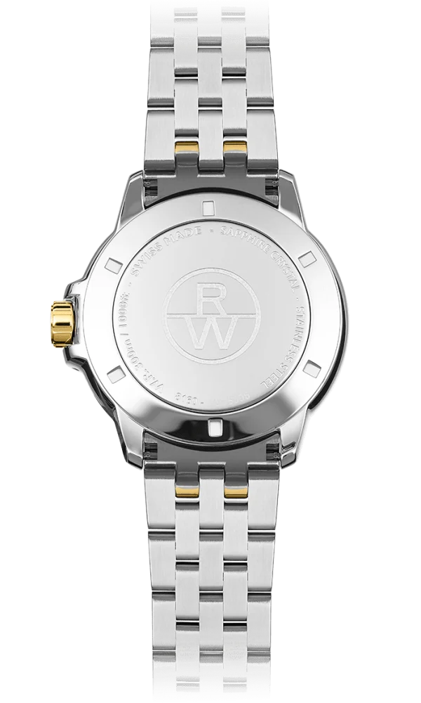 Raymond Weil 8160-STP-00308 Tango Classic Men's Quartz Two-tone Gold Steel Bracelet Watch, 41mm stainless steel bracelet, white dial, Roman numerals, yellow gold PVD