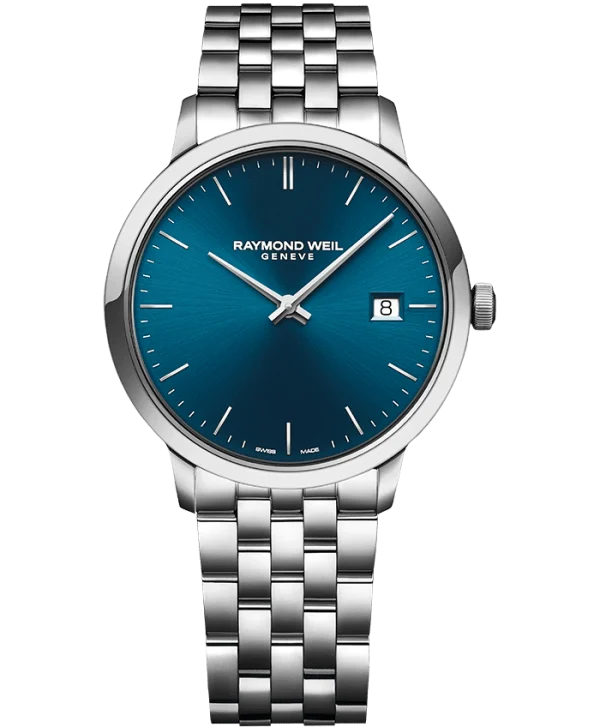 Raymond Weil 5485-ST-50001 Toccata Men's Classic Steel Blue Dial Quartz Watch, 39mm Stainless Steel, Blue Dial, Silver Indexes