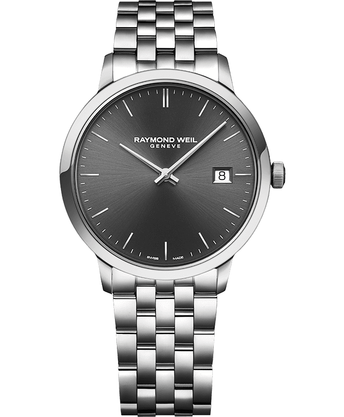 Raymond Weil 5485-ST-60001 Toccata Men's Classic Steel Grey Dial Quartz Watch, 39mm stainless steel, grey dial, silver indexes