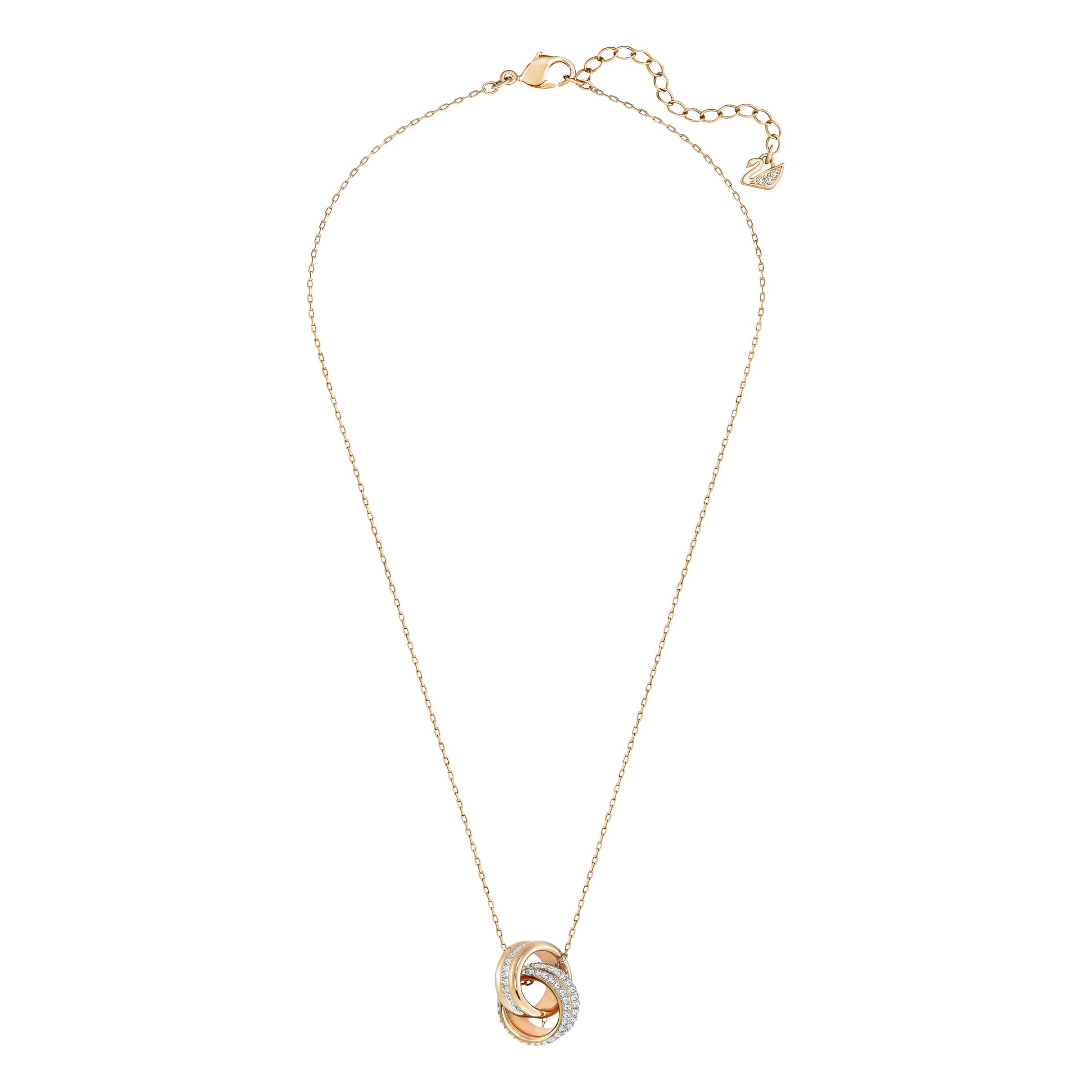 Swarovsk 5240525 Hyperbola Pendant, Pavé, Intertwined Circles, White, Rose Gold-tone Plated