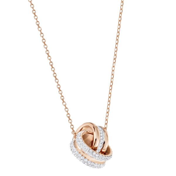 Swarovsk 5240525 Hyperbola Pendant, Pavé, Intertwined Circles, White, Rose Gold-tone Plated