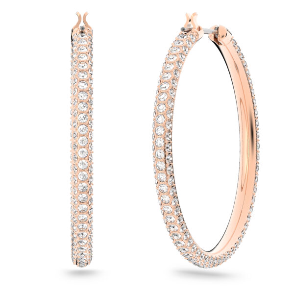 Swarovsk 5383938 Dextera Hoop Earrings, Pavé, Large, White, Rose Gold-tone Plated