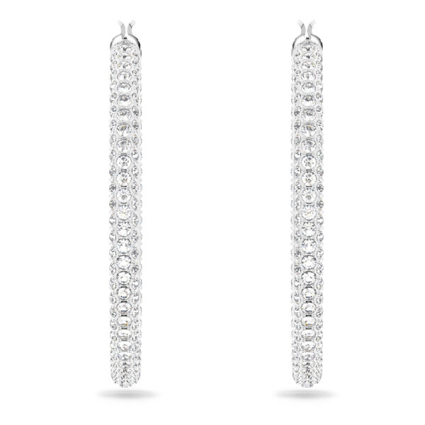 Swarovsk 5389432 Dextera Hoop Earrings, Pavé, Large, White, Rhodium Plated