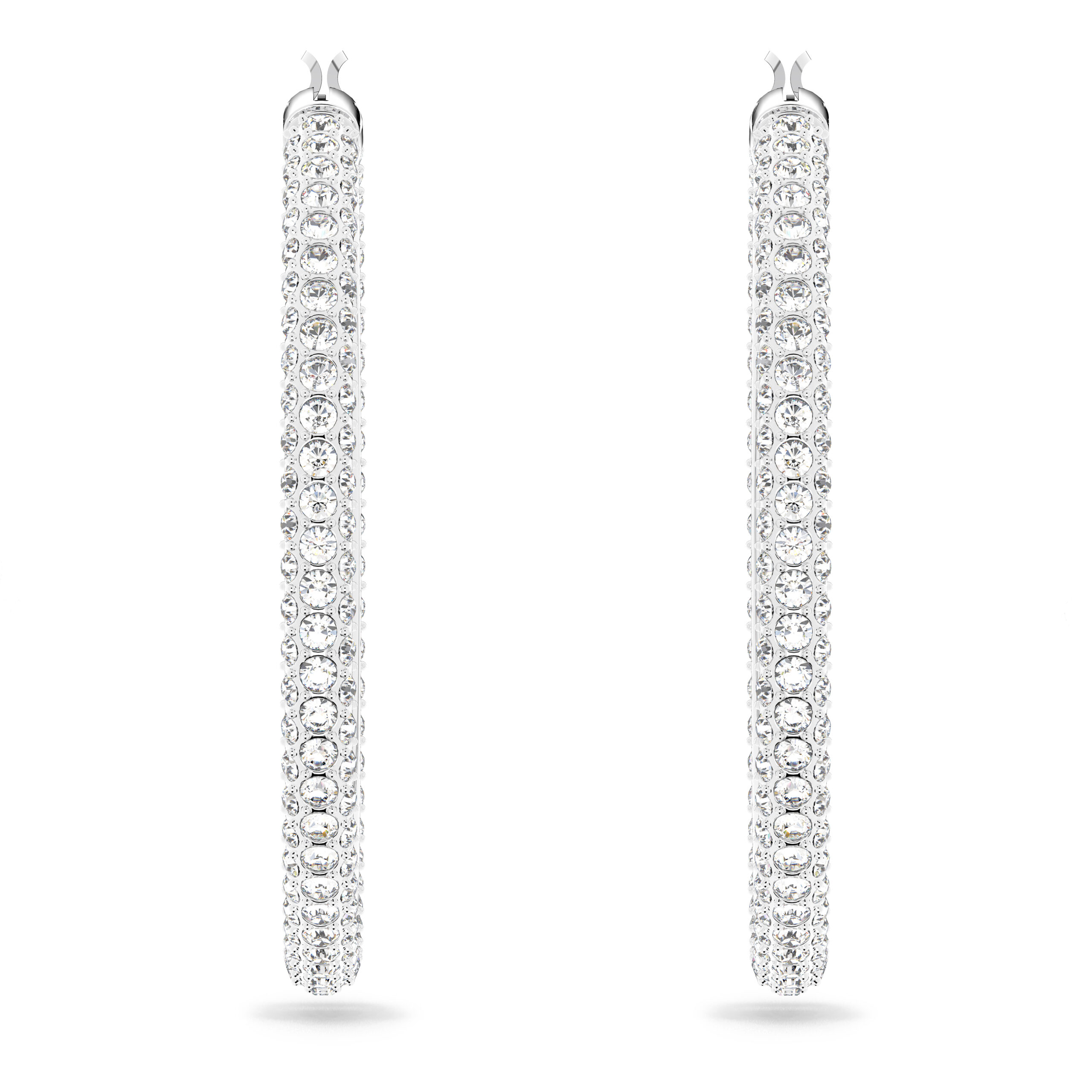 Swarovsk 5389432 Dextera Hoop Earrings, Pavé, Large, White, Rhodium Plated