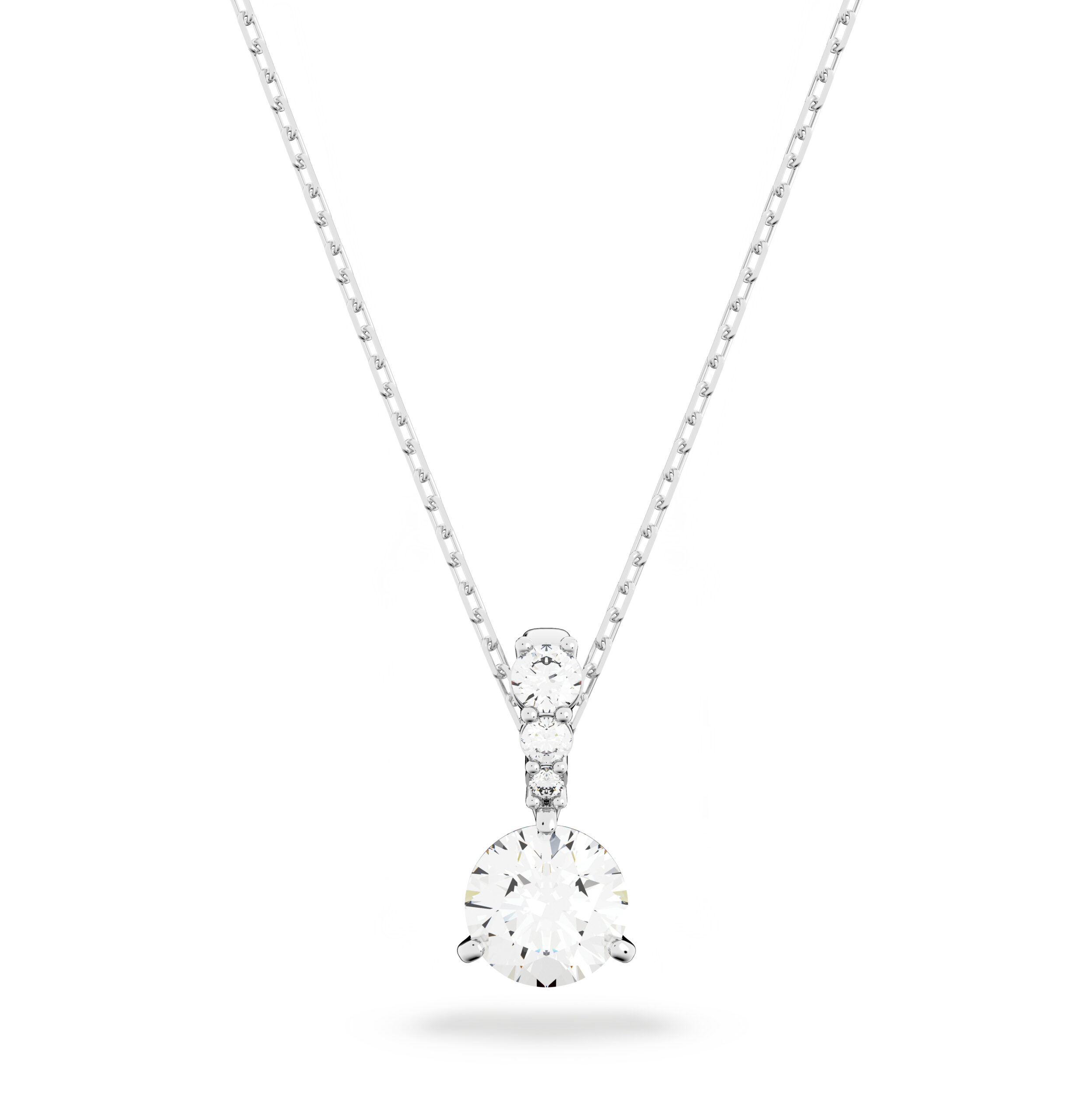 Swarovsk Stilla Pendant, Round Cut, White, Rhodium Plated