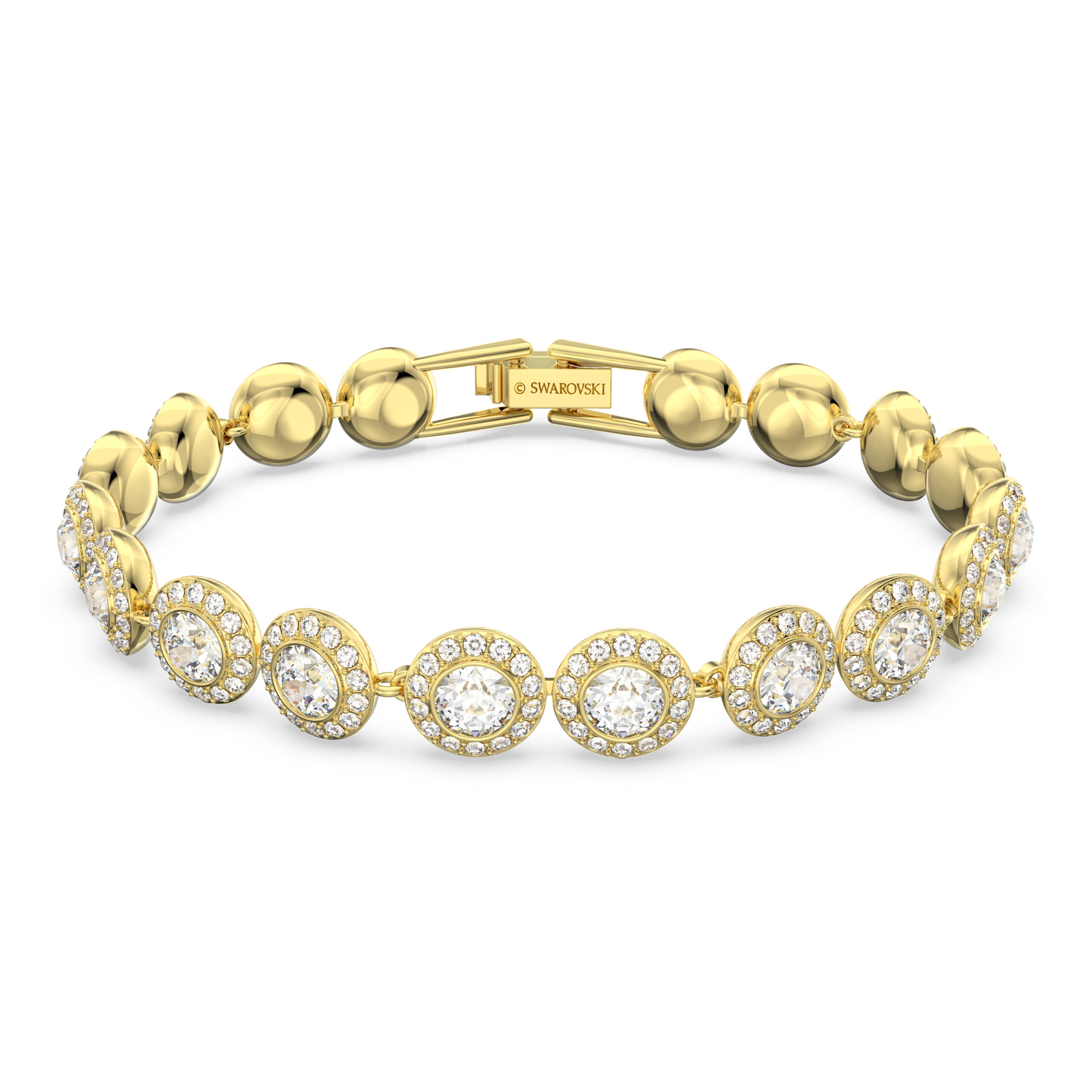 Swarovsk 5505469 Una Angelic Tennis Bracelet, Round Cut, Pavé, Medium, White, Gold-tone Plated