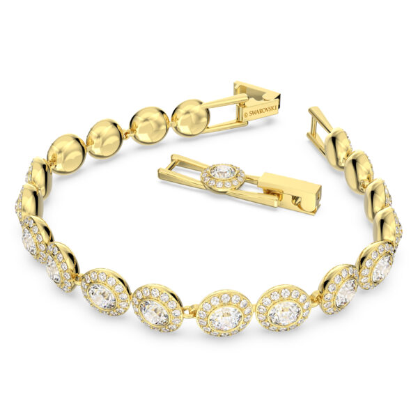 Swarovsk 5505469 Una Angelic Tennis Bracelet, Round Cut, Pavé, Medium, White, Gold-tone Plated