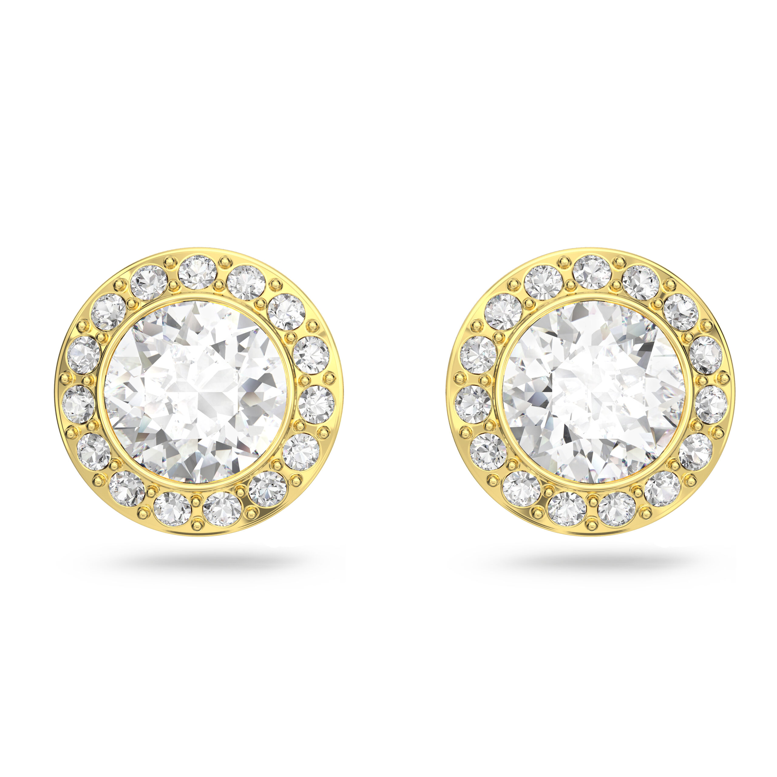 Swarovsk 5505470 Swarovsk Una Angelic Stud Earrings, Round Cut, White, Gold-tone Plated