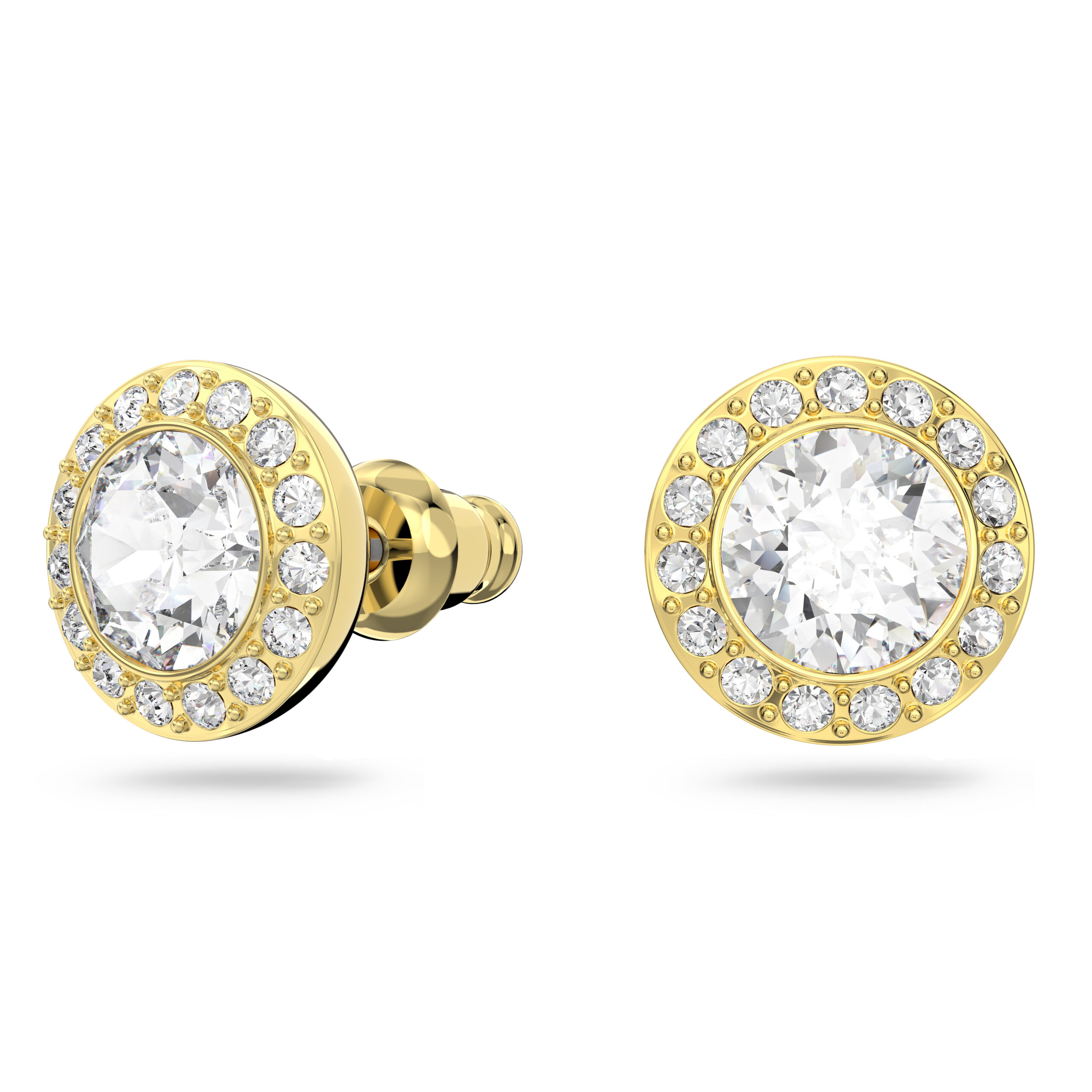 Swarovsk 5505470 Swarovsk Una Angelic Stud Earrings, Round Cut, White, Gold-tone Plated