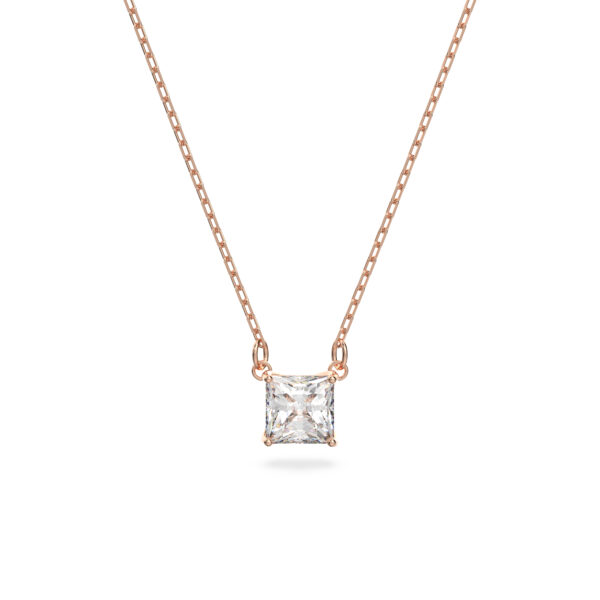 Swarovsk 5510698 Stilla Attract necklace, Square cut, White, Rose gold-tone plated