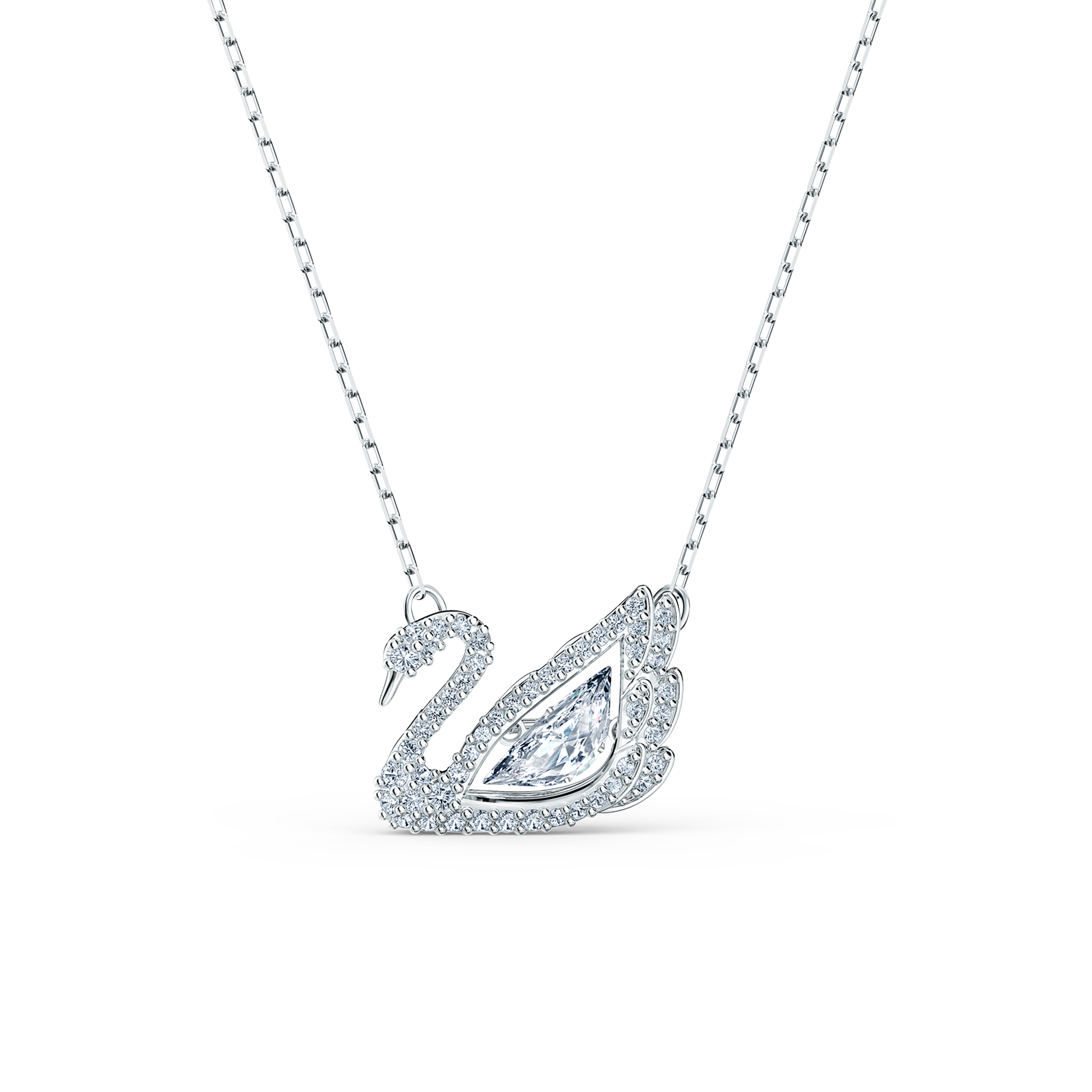 Swarovsk 5514421 Swan necklace, Swan, White, Rhodium plated