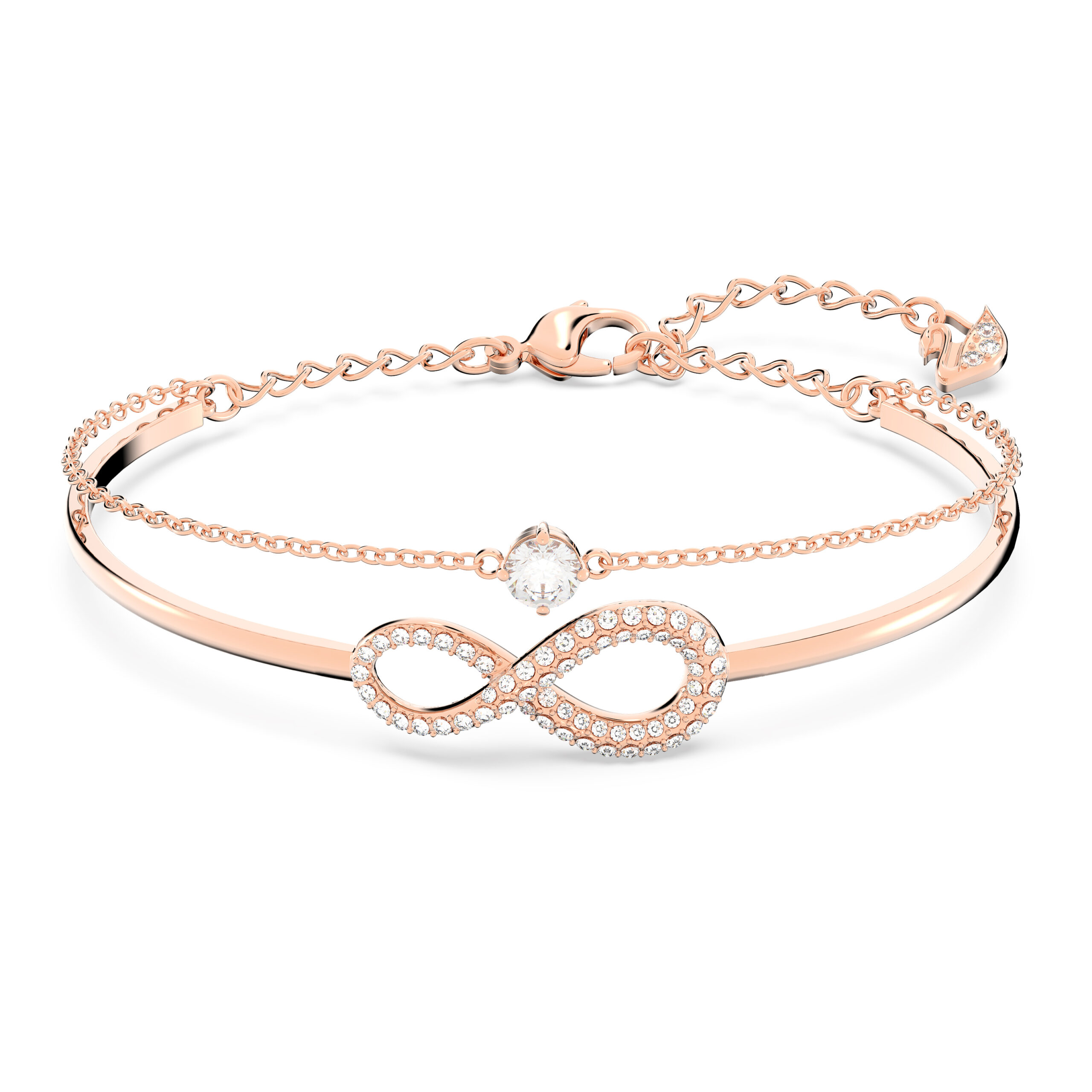 Swarovsk 5518871 Hyperbola bangle, Infinity, White, Rose gold-tone plated