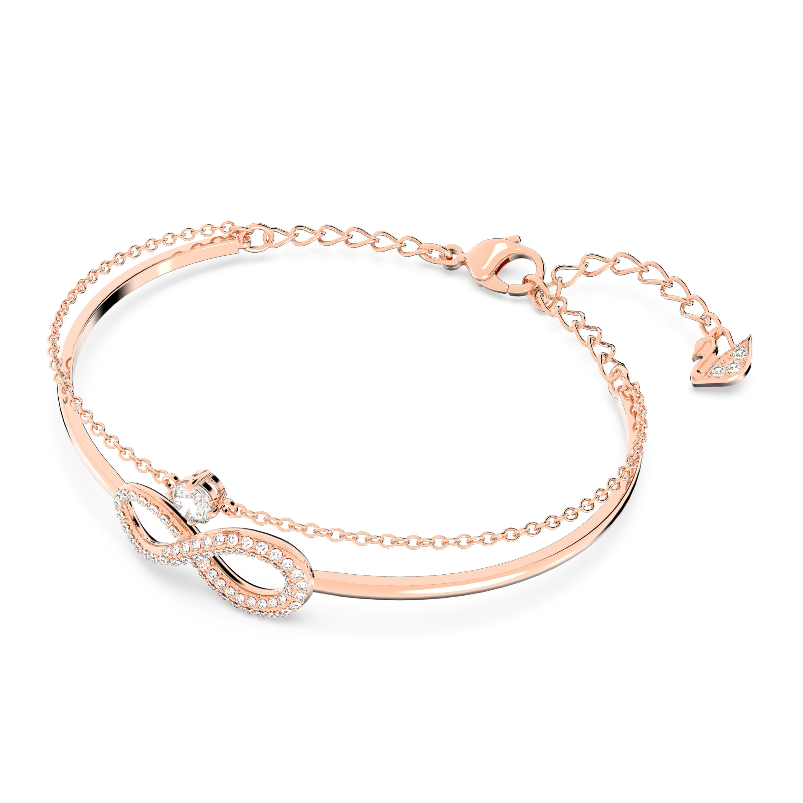 Swarovsk 5518871 Hyperbola bangle, Infinity, White, Rose gold-tone plated