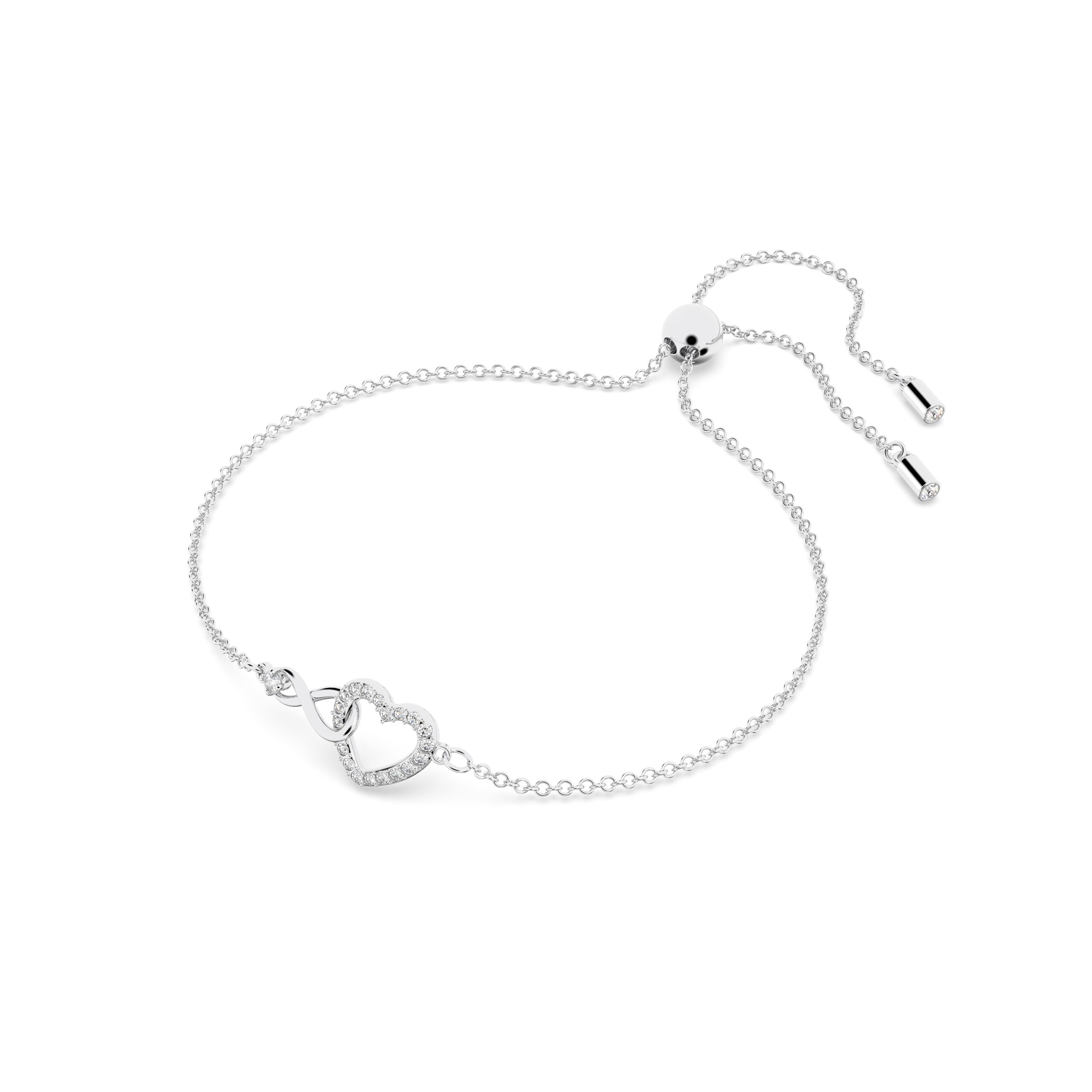 Swarovsk 5524421 Hyperbola Bracelet, Infinity And Heart, White, Rhodium Plated