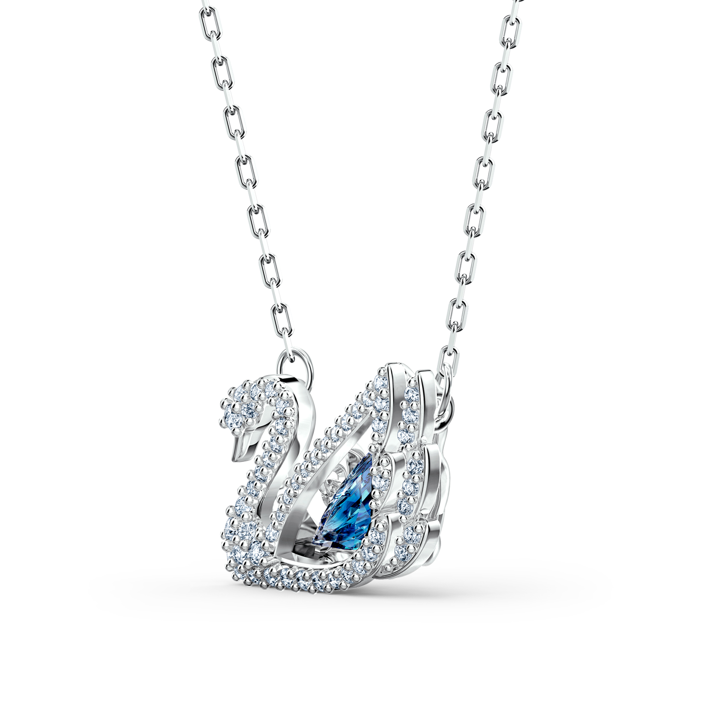 Swarovsk 5533397 Swan Necklace, Swan, Blue, Rhodium Plated