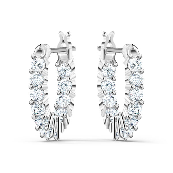 Swarovsk 5562126 Matrix Vittore Hoop Earrings, Round Cut, White, Rhodium Plated