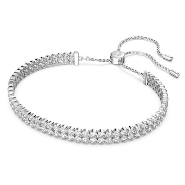 Swarovsk 5221397 Matrix Tennis Bracelet, Round Cut, White, Rhodium Plated