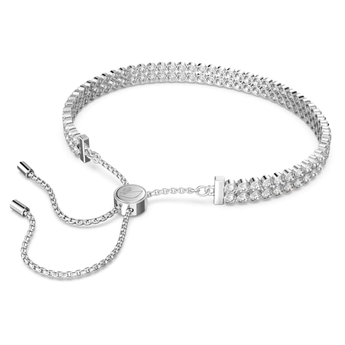 Swarovsk 5221397 Matrix Tennis Bracelet, Round Cut, White, Rhodium Plated